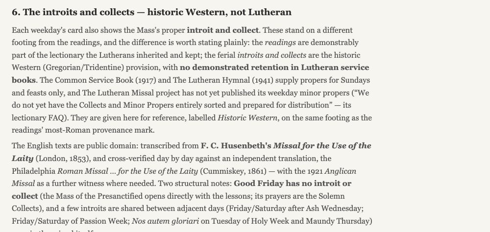 The new provenance section of the Lent sources page