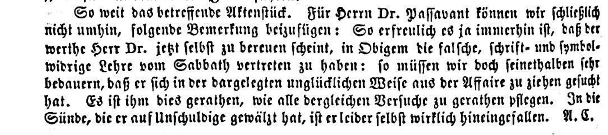 The closing paragraph of the reply, ending with the initials A. C.
