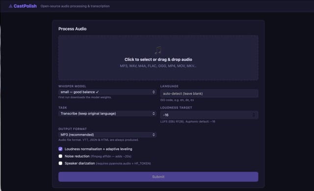 CastPolish: Free, Open-Source Audio Processing for Your Podcast
