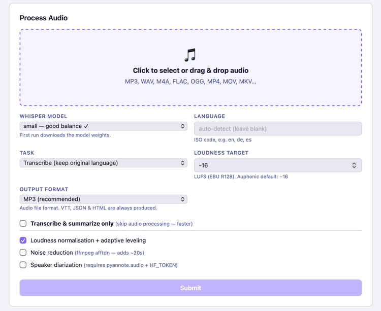 CastPolish Update: Light/Dark Mode, Transcribe-Only, and Speaker Diarization Setup